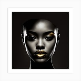 Black Woman With Gold Lips 1 Art Print