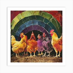 Retro Kitsch Rooster Collage 1 Art Print