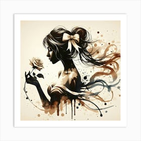 Girl With Rose Art Print