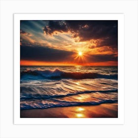 Sunset At The Beach 465 Art Print