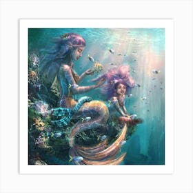 Happy Mother's Day Mermaids Art Print
