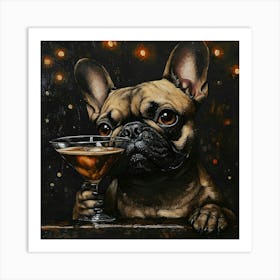 Frenchie With Espresso Martini 2 Art Print