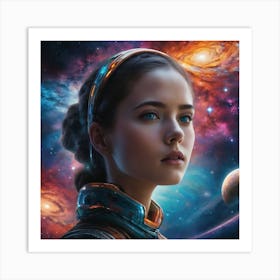 Space in the eyes of a girl Art Print