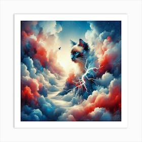 Siamese Cat In The Clouds Art Print