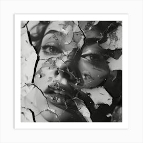 Portrait Of A shattered Woman face Art Print