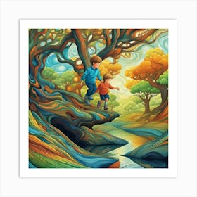 Children In The Forest 1 Art Print