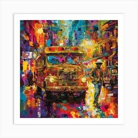 Bus On The Street Art Print