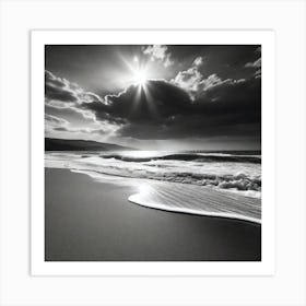 Black And White Beach 8 Art Print