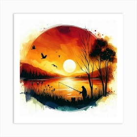 Sunset Fishing 4 Art Print