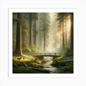 Bridge In The Woods 5 Art Print