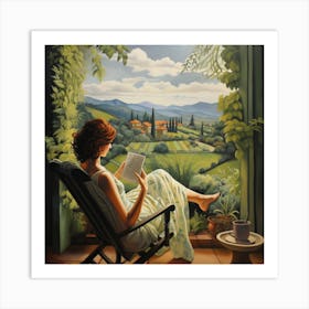 Woman Relaxing On Patio 2 Art Print