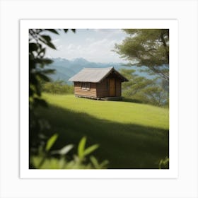 Small Cabin In The Mountains Art Print