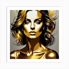 Gold Girl Canvas Art Art Print