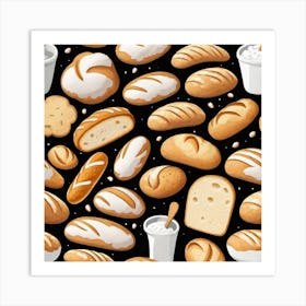 Seamless Pattern With Bread Art Print