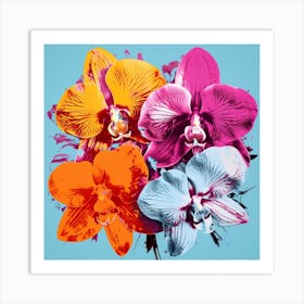 Andy Warhol Style Pop Art Flowers Orchid 4 Square Art Print