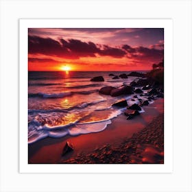 Sunset On The Beach 358 Art Print