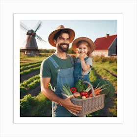 Happy Family On The Farm 2 Art Print