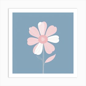 A White And Pink Flower In Minimalist Style Square Composition 178 Art Print