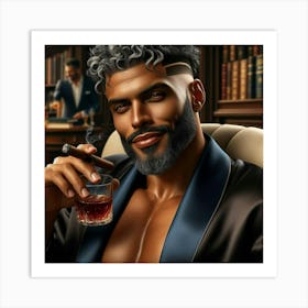 Portrait Of A Man With A Cigar-12 Art Print