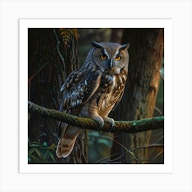 Owl In The Forest 1 Art Print