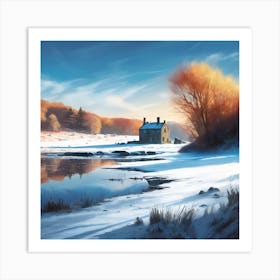 Country House after the Snowfall Art Print