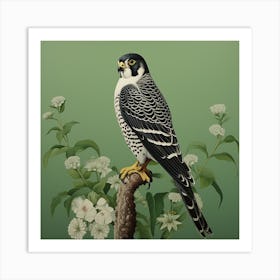 Ohara Koson Inspired Bird Painting American Kestrel 3 Square Art Print