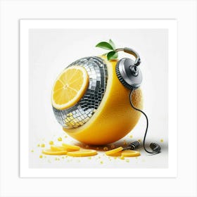 Disco Ball 2, Lemon Art Print