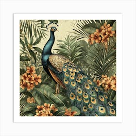 Peacock In The Jungle 3 Art Print