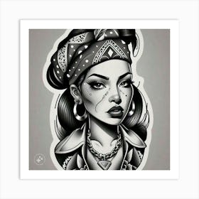 Tattoo Girl Art Print