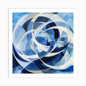 Abstract Blue And White Painting 1 Art Print