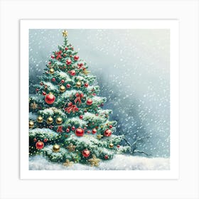 Christmas Tree In The Snow 4 Art Print