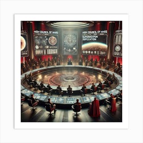 A Detailed Scene Showing The High Council Of Mars Converted Art Print