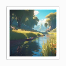 River In A Forest 1 Art Print