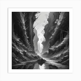 River In A Canyon Art Print