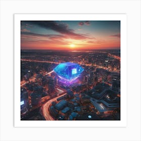 Skyscraper At Night Art Print