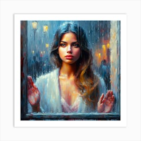 Girl In The Rain Art Print