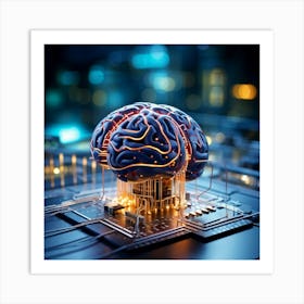 A Three Dimensional Cybernetic Human Brain With Electric Lines Running Through Functioning As A Ne (2) Art Print