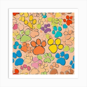 Dog And Cat Paws Pattern (2) Art Print