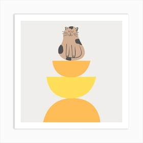 Cat Sitting On A Stack Of Oranges Art Print