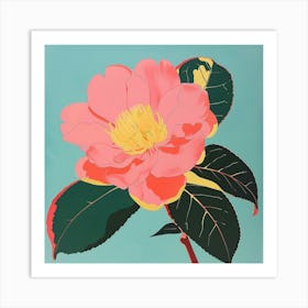 Camellia 3 Square Flower Illustration Art Print