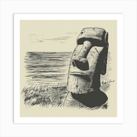 Moai Head 1 Art Print