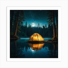 Night Camping Tent Art Print