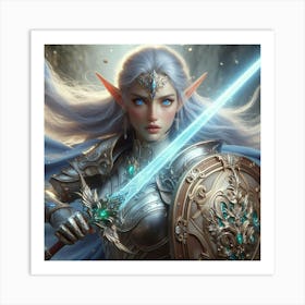 Elf Girl With Sword 4 Art Print