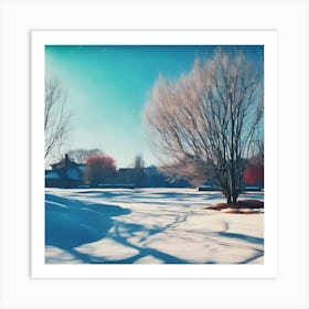 Long Shadows across a Sunlit Winter Landscape Art Print