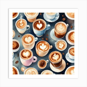 Coffee Seamless Pattern 11 Art Print