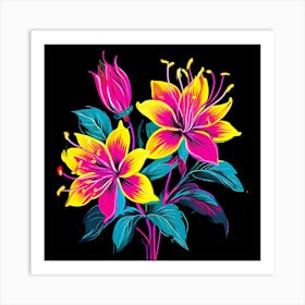 Neon Lilies Art Print