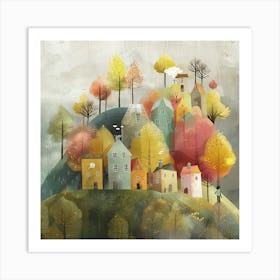 Autumn Village Canvas Print Art Print