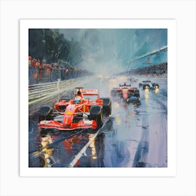 Ferrari Racing In The Rain Art Print