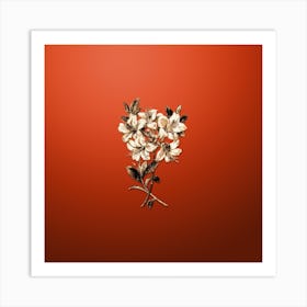 Gold Botanical Changeable Pontic Azalea on Tomato Red n.3608 Art Print