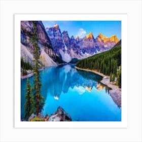 Sunrise At Lake Banff Art Print